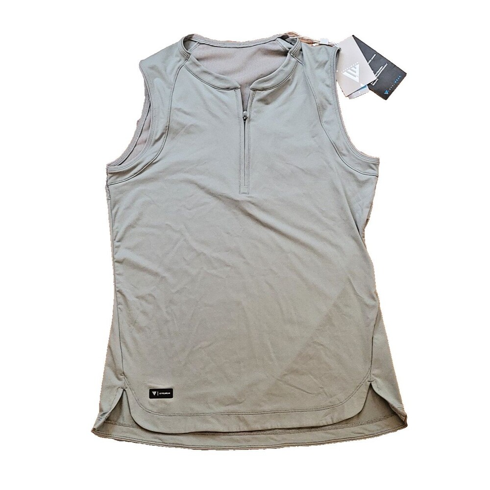 Levelwear SLEEVELESS Shirt Womens XS 1/4 Zip Grey PEBBLE AVERY UPF Top NWT